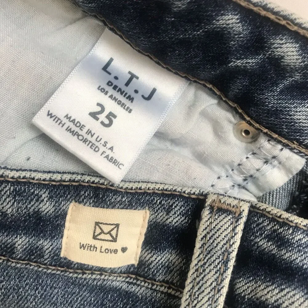 L.T.J Women's Letter to Juliet Siena High Rise Straight Jeans Blue Sz 25 Denim